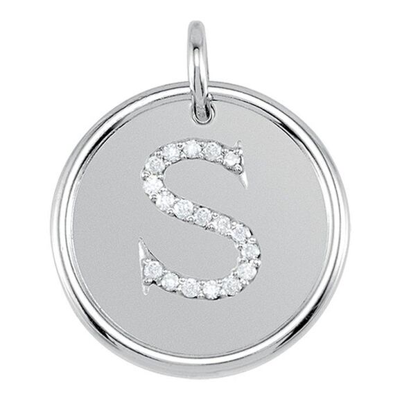 1/10 Ctw G-H I1 Diamond Initial 17mm Sterling Silver Pendant Letter S